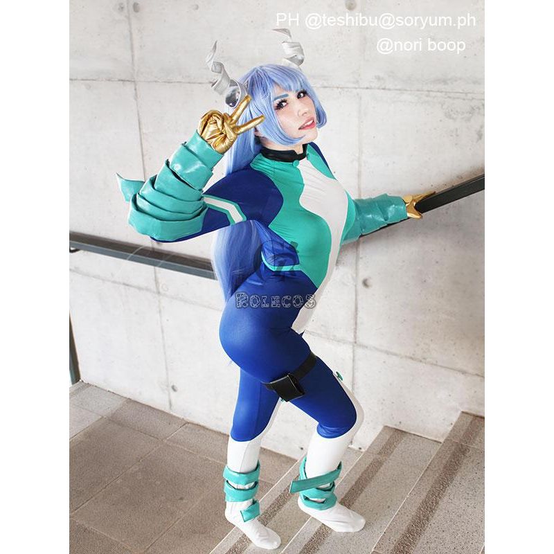 My Hero Academia Nejire Hado Blue Long Cosplay Wigs 
