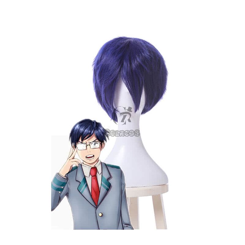 My Hero Academia Tenya Iida Anime Cosplay Wigs Synthetic Dark Blue  Short Wigs