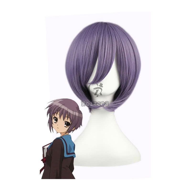 35cm The Melancholy Of Haruhi Suzumiya Nagato Yuki Cosplay Wigs Short Purple Woman Wigs