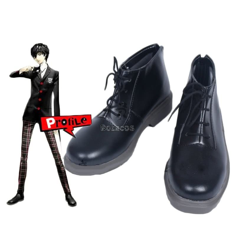 Persona 5 Joker Anime Black Shoes  Game Cosplay Shoes