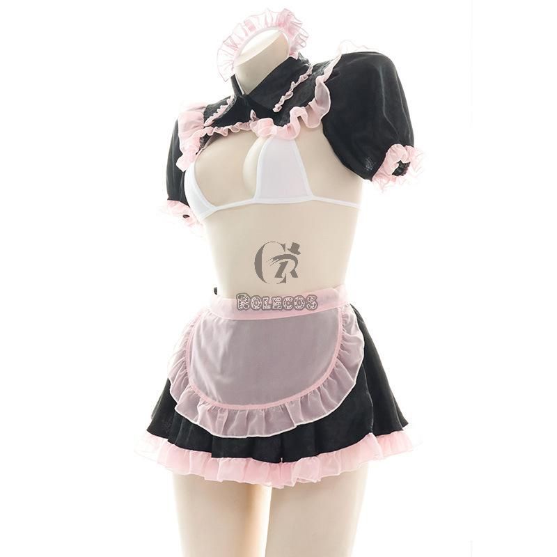 Pink Black Maid Sexy Pajama Cosplay Costume