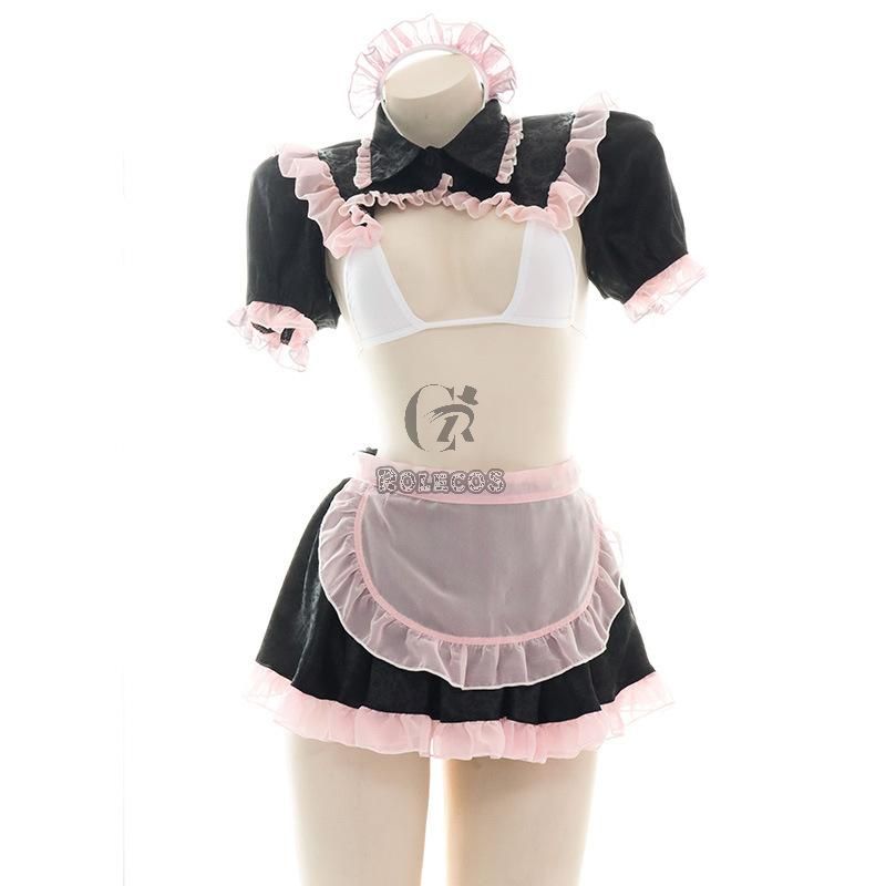 Pink Black Maid Sexy Pajama Cosplay Costume