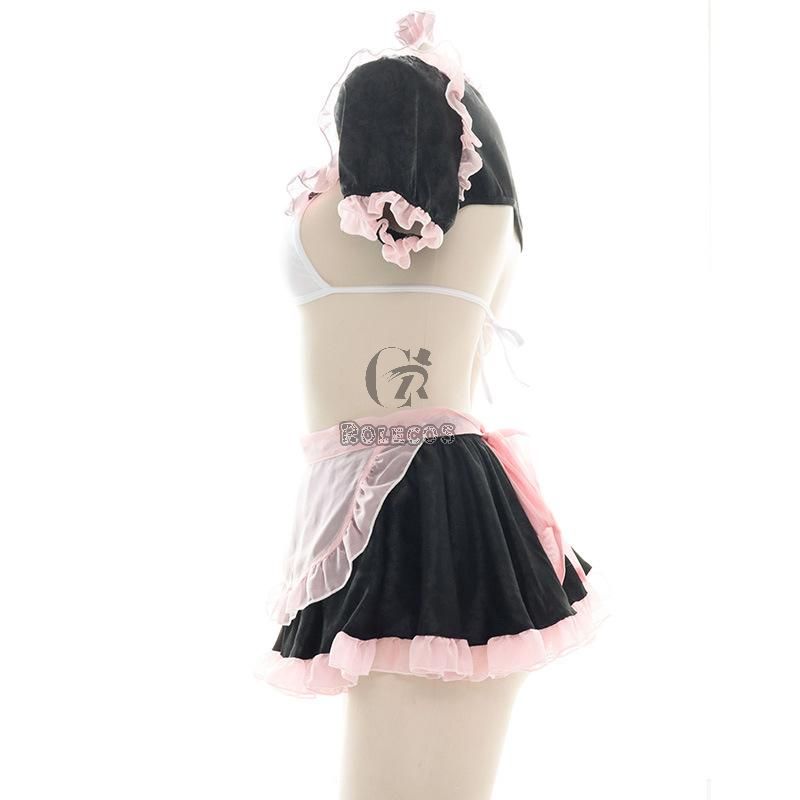 Pink Black Maid Sexy Pajama Cosplay Costume