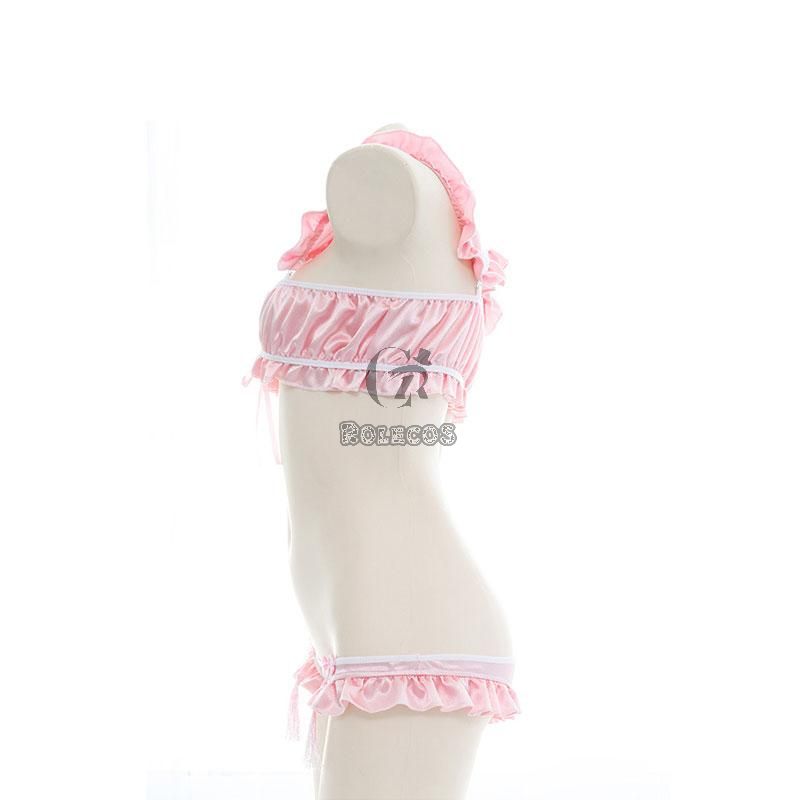 Pink Cheongsam Ruffled Underwear Cosplay Costume