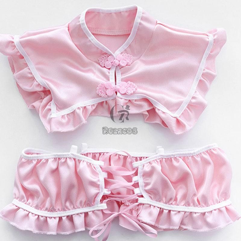 Pink Cheongsam Ruffled Underwear Cosplay Costume