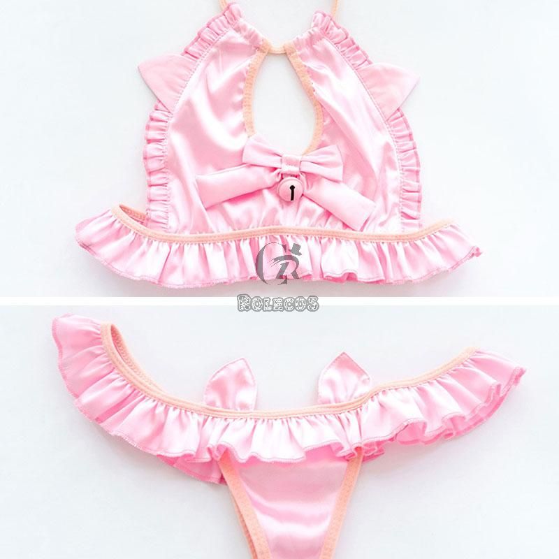 Pink Cute Bow Sexy Lingerie Cosplay Costume