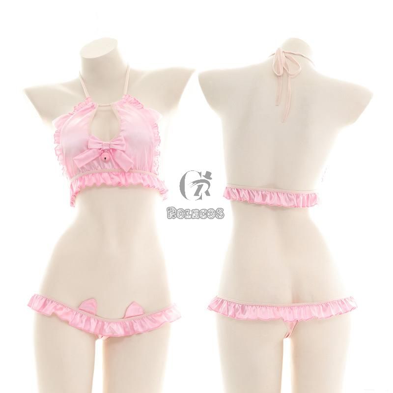 Pink Cute Bow Sexy Lingerie Cosplay Costume