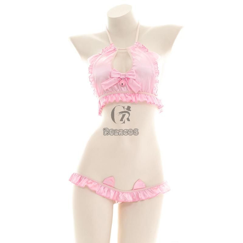 Pink Cute Bow Sexy Lingerie Cosplay Costume