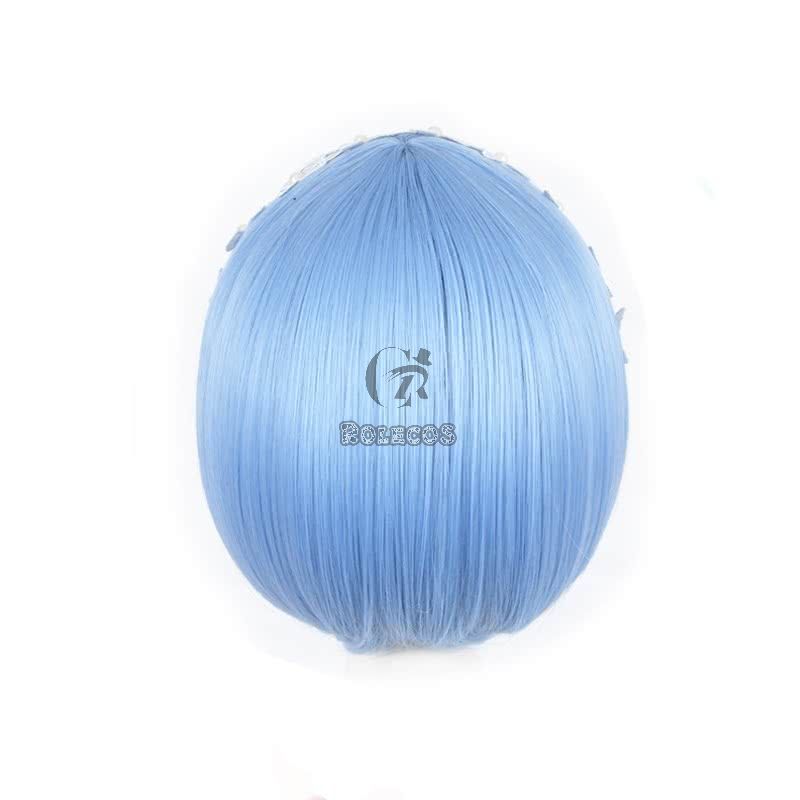 ReZERO -Starting Life in Another World Rem Anime Cosplay Wigs Synthetic Wigs Short Light Blue Bob Hair Wigs