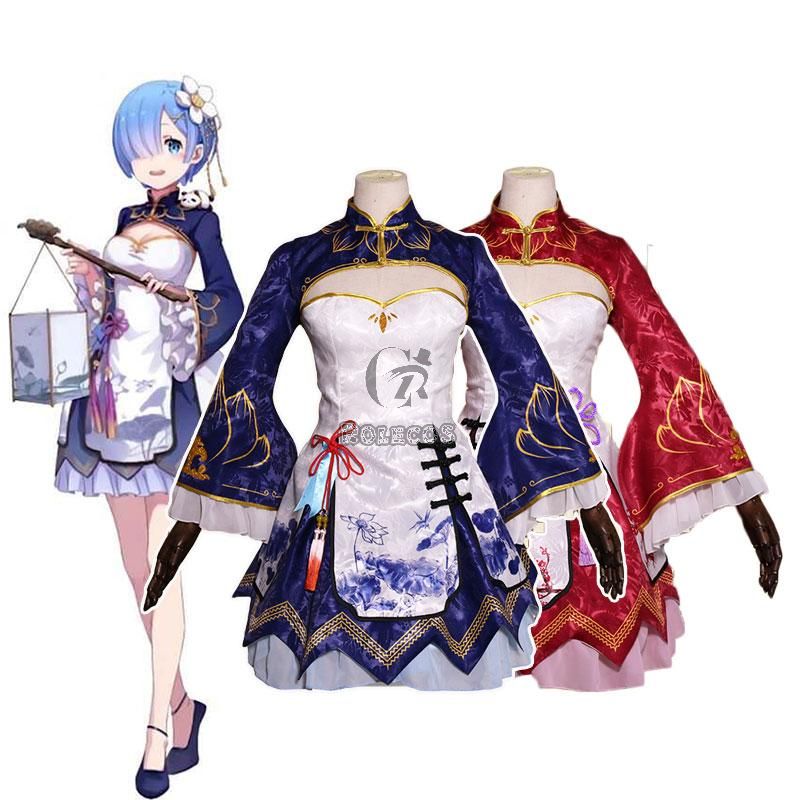 ReZERO -Starting Life in Another World Rem Ram Anime Lolita Cheongsam Cosplay Costume