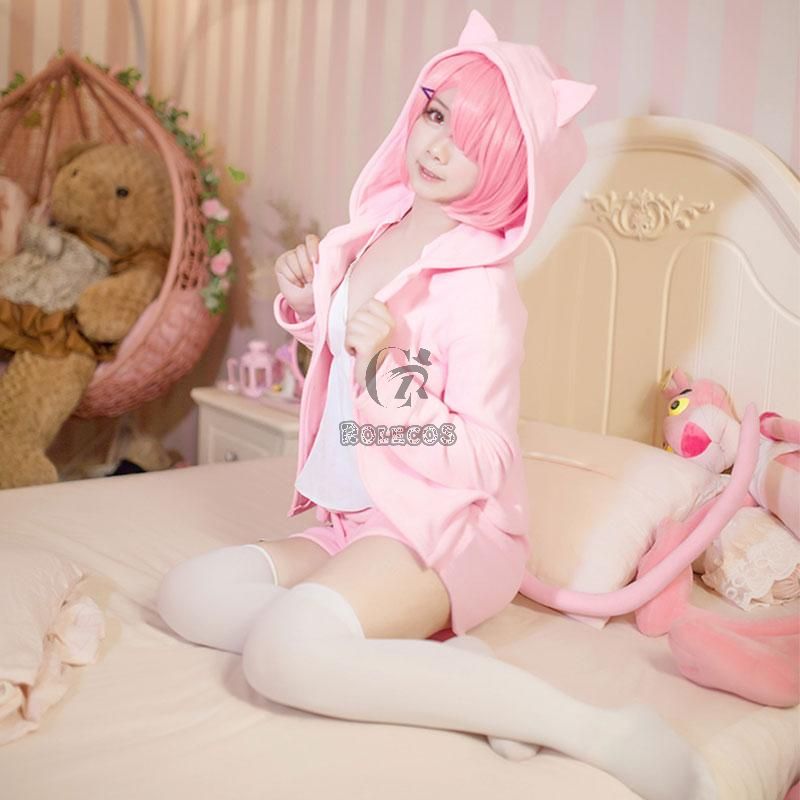 ReZERO -Starting Life in Another World Rem Ram Cat Pajamas 2 Colors Daily Cosplay Costume