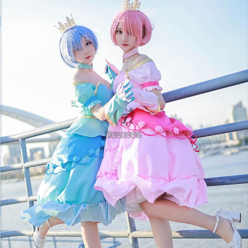 ReZERO -Starting Life in Another World Rem Ram Princess Dress Cosplay Costume