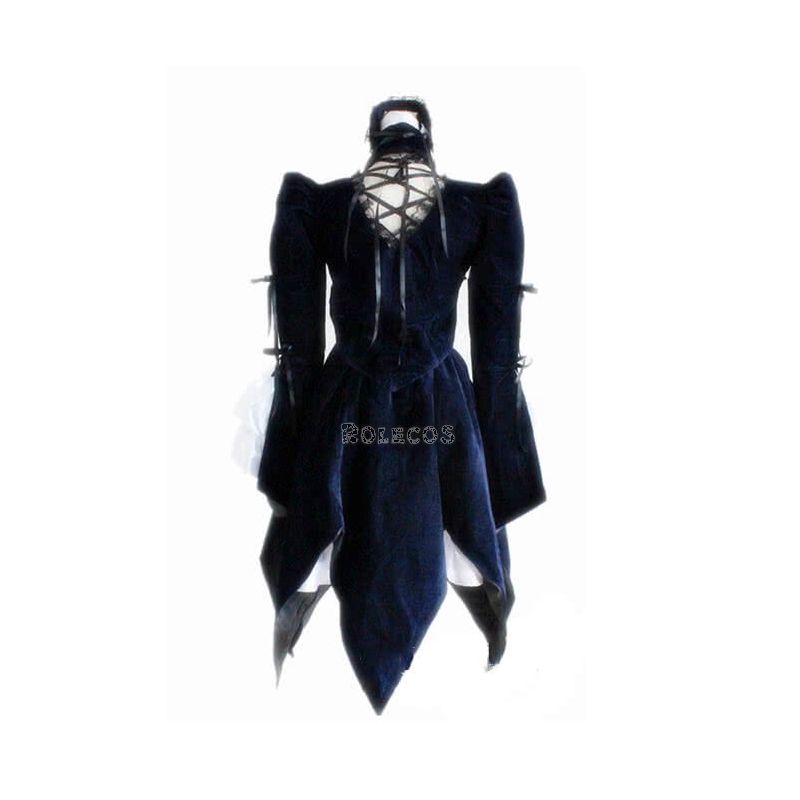 Rozen Maiden Suigintou Lolita Dark Blue Dress Cosplay Costumes 