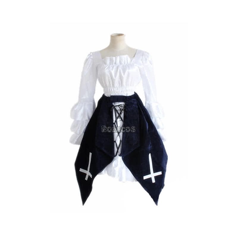 Rozen Maiden Suigintou Lolita Dark Blue Dress Cosplay Costumes 