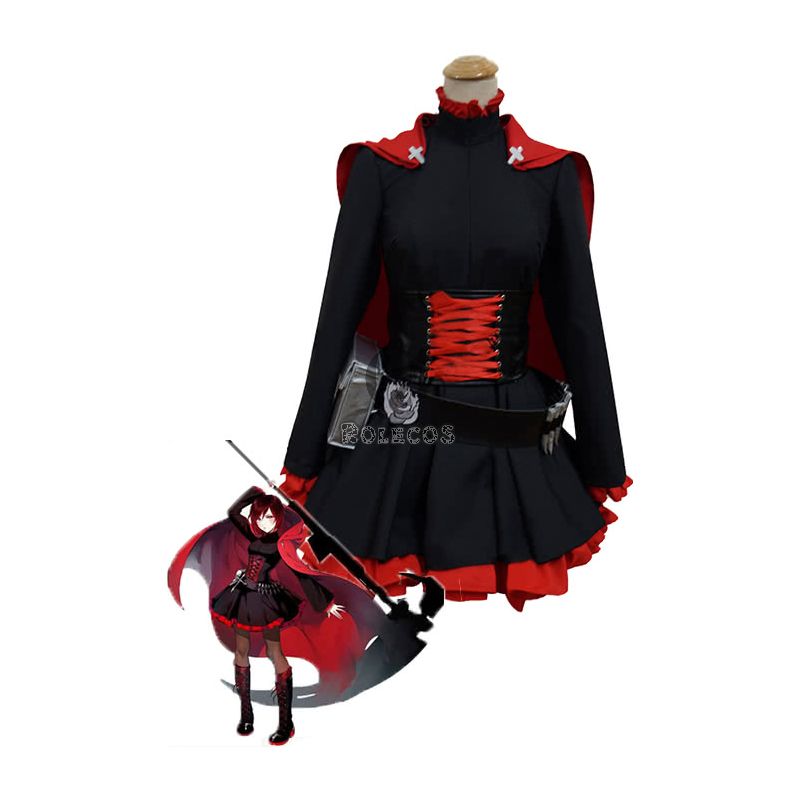  Ruby Rose Red and Black Anime Cosplay Costumes
