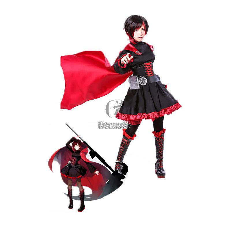 Ruby Rose Red and Black Anime Cosplay Costumes