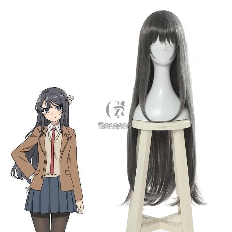 Seishun Buta Yarou wa Bunny Girl Senpai no Yume wo Minai Sakurajima Mai Dark Gray Long Cosplay Wigs