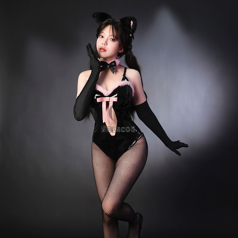 Sexy Black Mixed Pink Bunny Girl Cosplay Costume