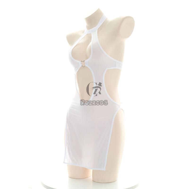 Sexy Translucent White Cutout Loving Cosplay Costume