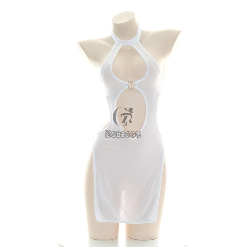 Sexy Translucent White Cutout Loving Cosplay Costume