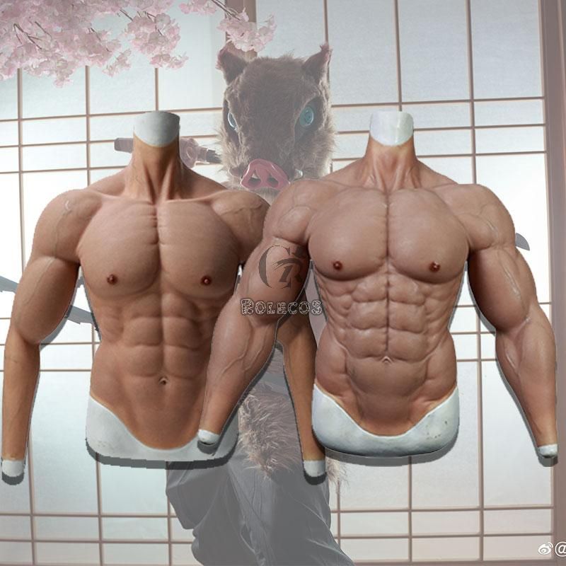 Silicone False Fake Muscle Elasticity Chest Man 2 Type 4 Color Cosplay Prop 
