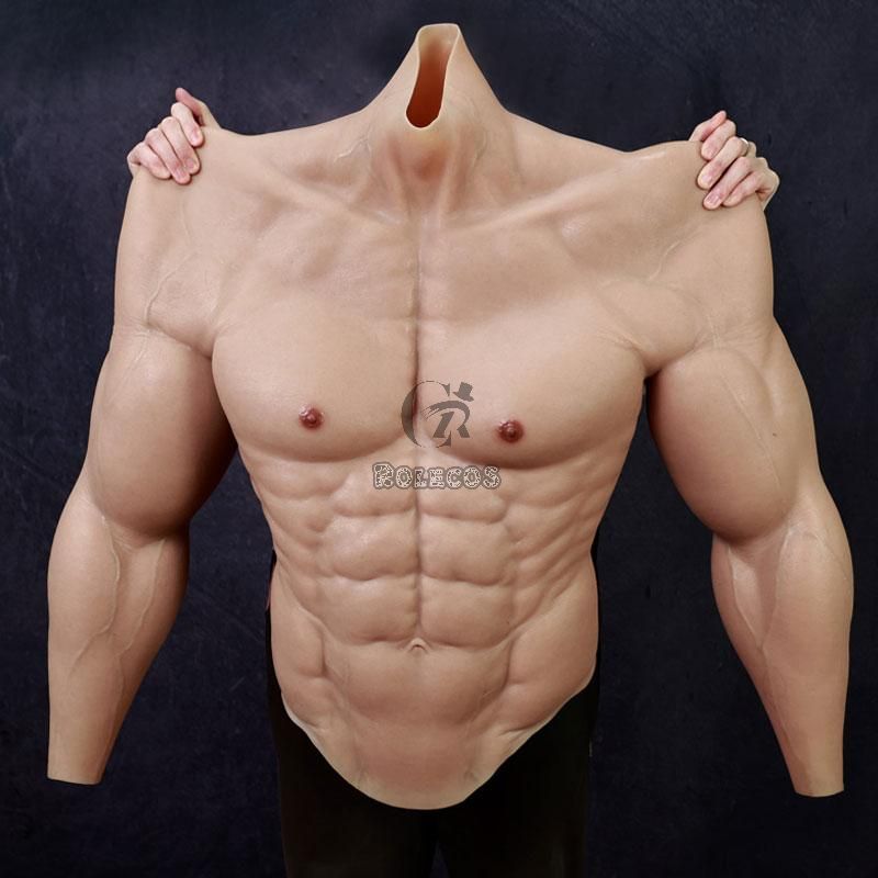 Silicone False Fake Muscle Elasticity Chest Man 2 Type 4 Color Cosplay Prop 