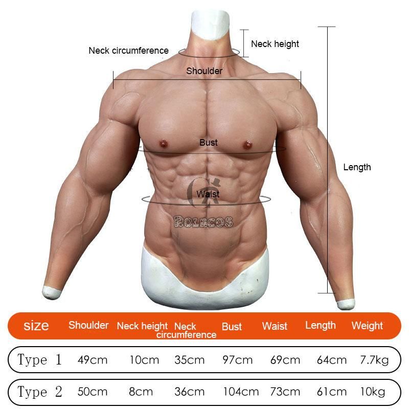 Silicone False Fake Muscle Elasticity Chest Man 2 Type 4 Color Cosplay Prop 