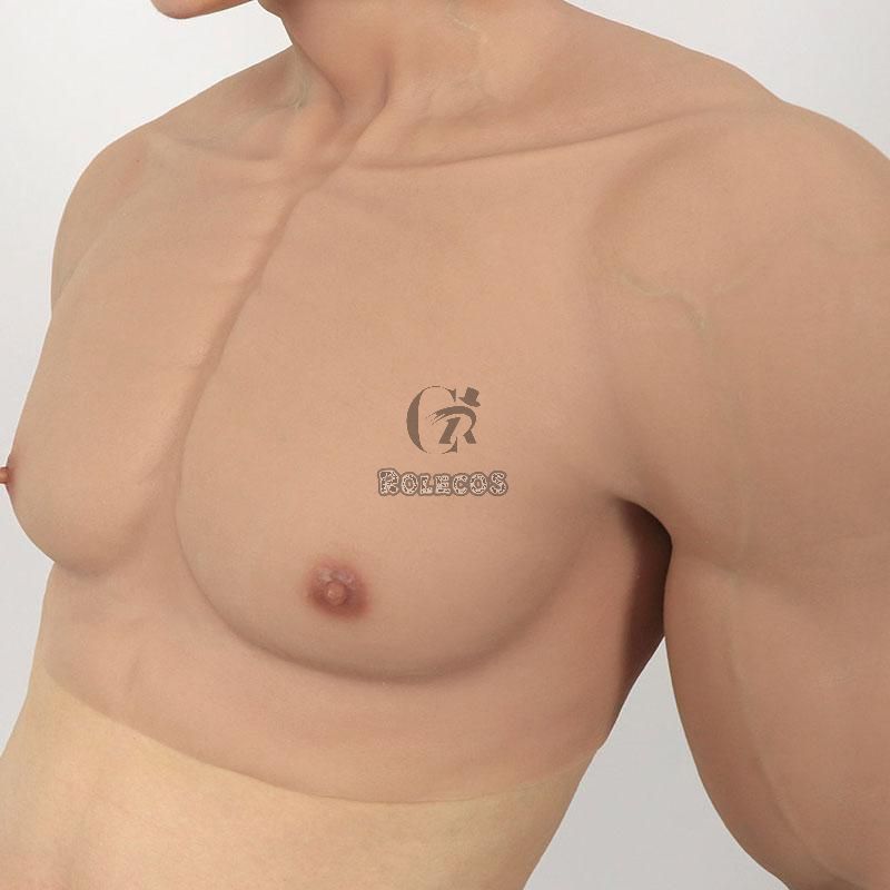 Silicone False Fake Muscle Elasticity Chest Man 4 Color Cosplay Prop 