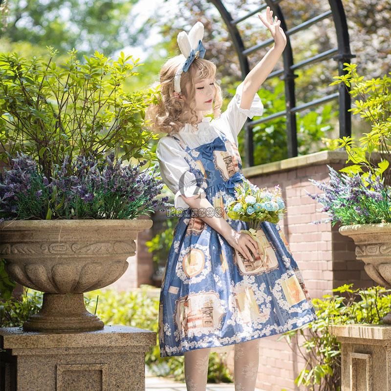 Sling Dress Cute Lolita Fresh Dress Daily 2 Colors Cosplay Costume