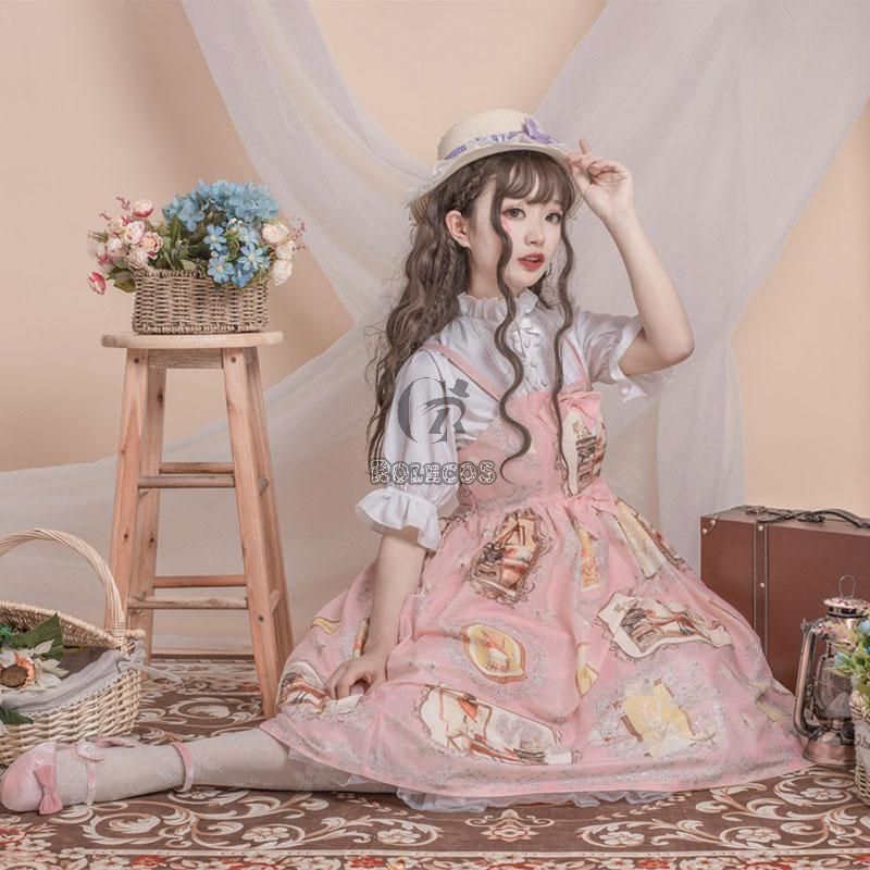 Sling Dress Cute Lolita Fresh Dress Daily 2 Colors Cosplay Costume