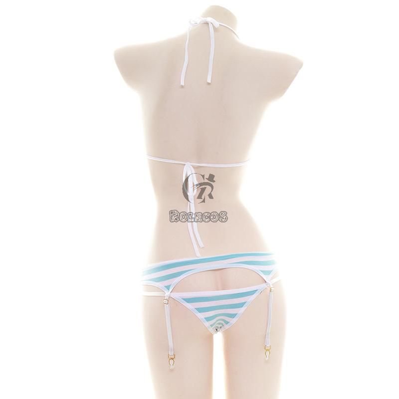 Striped Japanese Cute Bikini 2 Colors Cosplay Costume