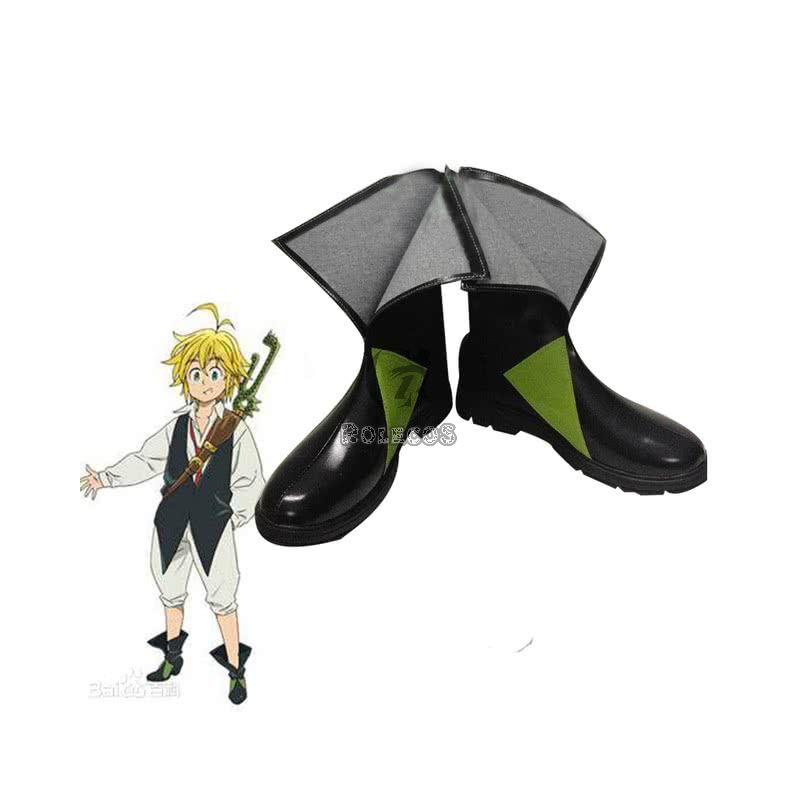 The Seven Deadly Sins Meliodas Black Anime Cosplay Boots