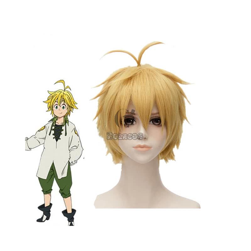 35cmThe Seven Deadly Sins  Meliodas Blond Short Synthetic Cosplay Wigs