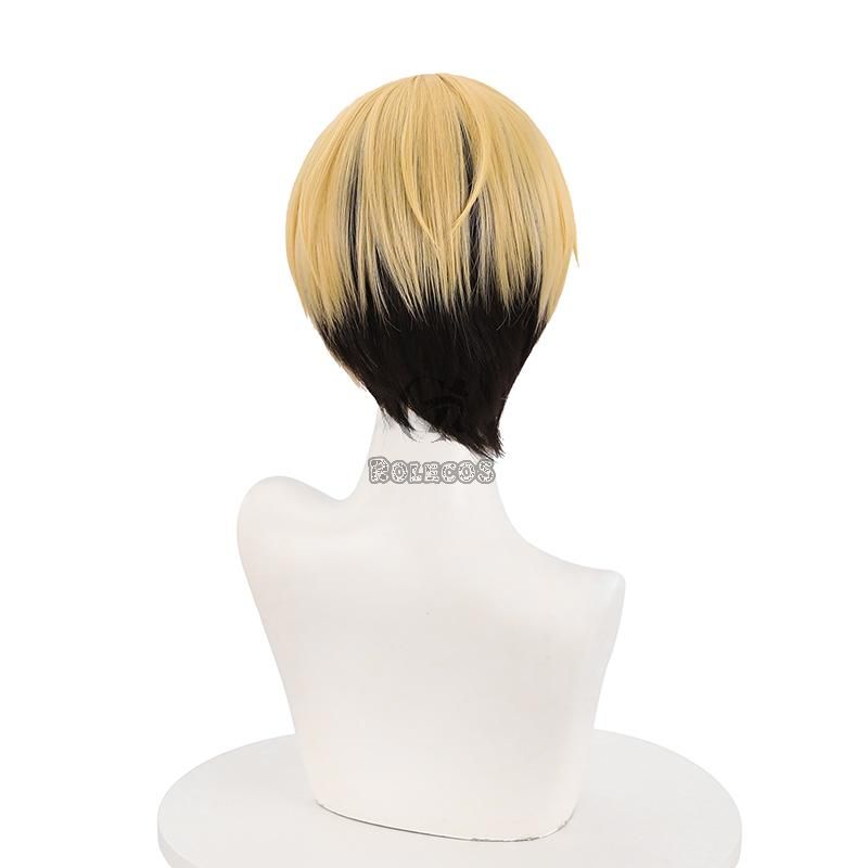 Tokyo Revengers Chifuyu Matsuno Blond Mixed Black Short Cosplay Wigs