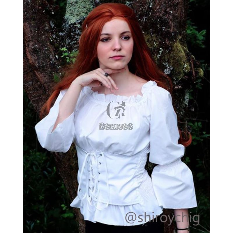 Vintage Long Sleeve Shirt Strapless Shoulder Cosplay Costume