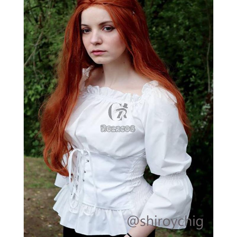 Vintage Long Sleeve Shirt Strapless Shoulder Cosplay Costume