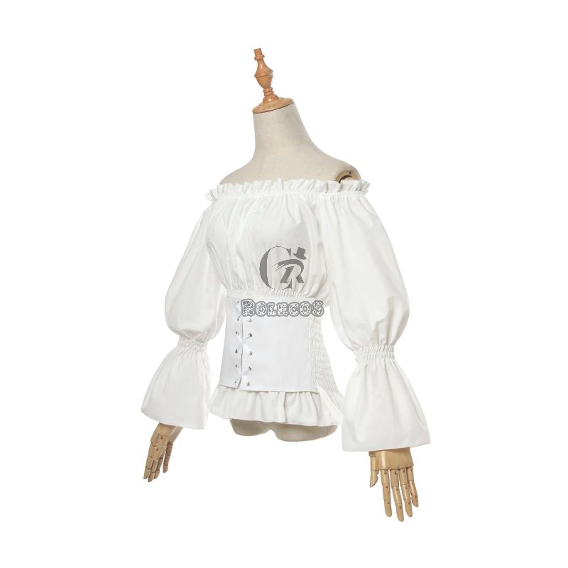 Vintage Long Sleeve Shirt Strapless Shoulder Cosplay Costume