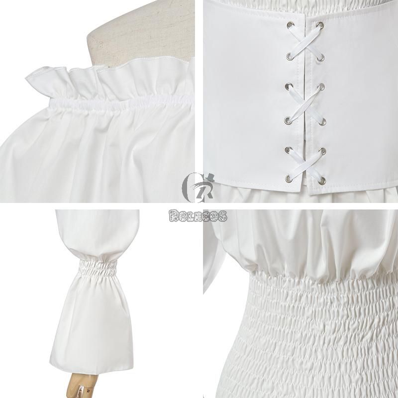 Vintage Long Sleeve Shirt Strapless Shoulder Cosplay Costume