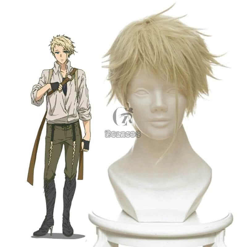 Violet Evergarden Benedict Blue Short Yellow Straight Anime Cosplay Man Wigs
