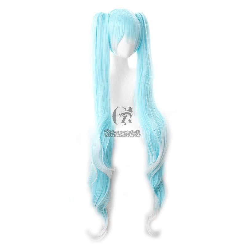 Vocaloid 2019 Hatsune Miku Star and Snow Princess White Blue Mixed Color Cosplay Wigs 