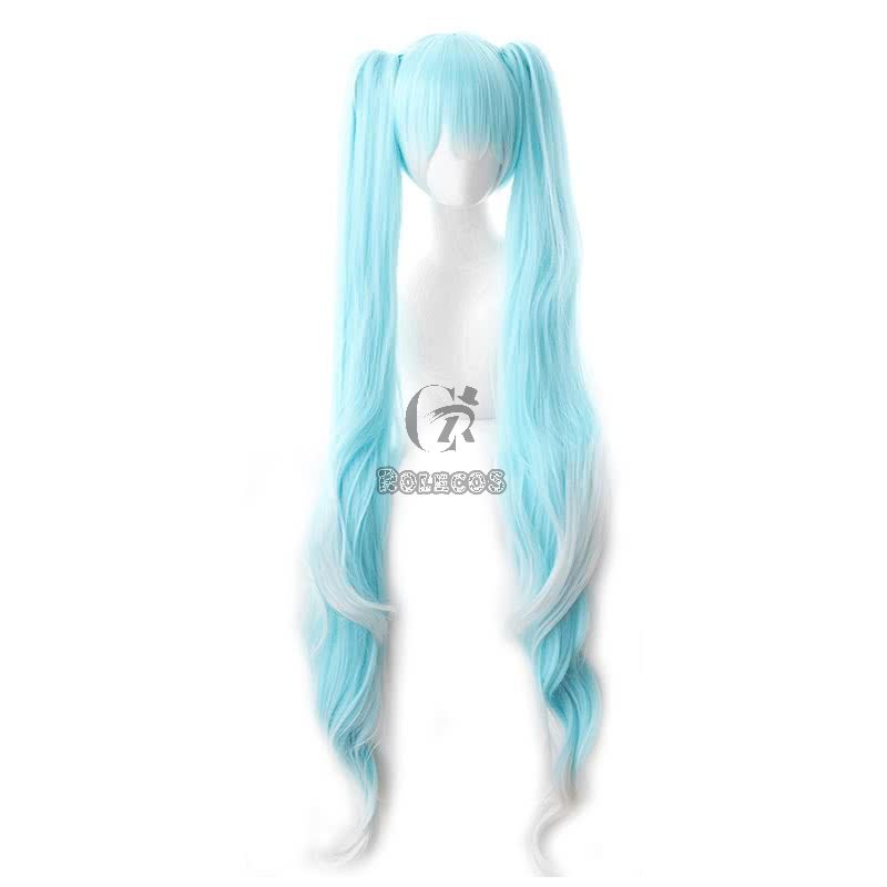 Vocaloid 2019 Hatsune Miku Star and Snow Princess White Blue Mixed Color Cosplay Wigs 