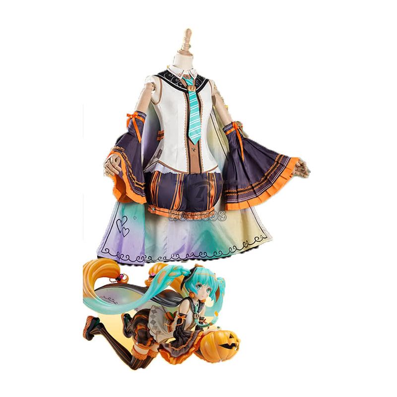 Vocaloid Miku Halloween Orange Anime Cosplay Costumes