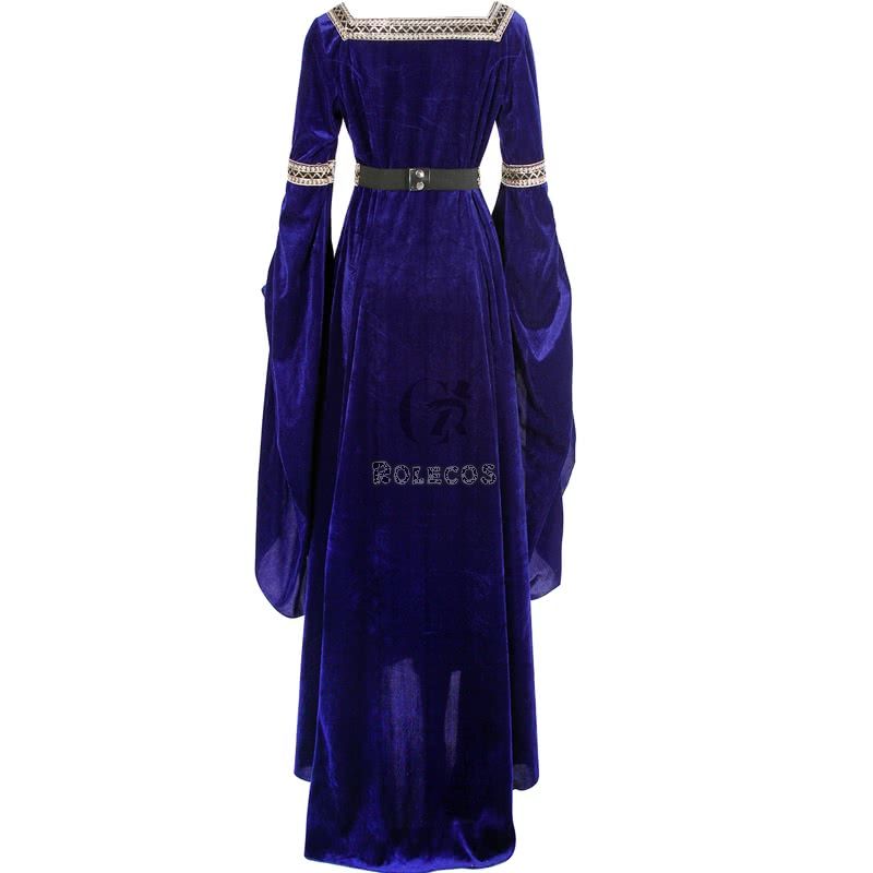 Women Renaissance Victorian Medieval Dark Blue Long Vintage Dress