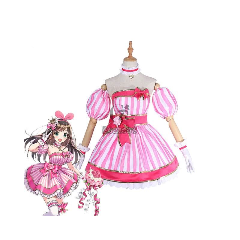 Youtuber Kizuna AI Woman Pink Dress Cosplay Costume