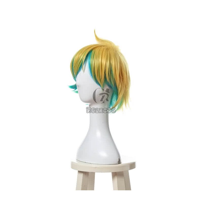 League Of Legends Star Guardian Ezreal Short Golden Mixed Blue Game Cosplay Wigs
