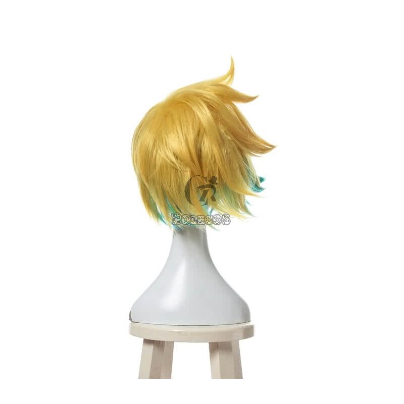 League Of Legends Star Guardian Ezreal Short Golden Mixed Blue Game Cosplay Wigs