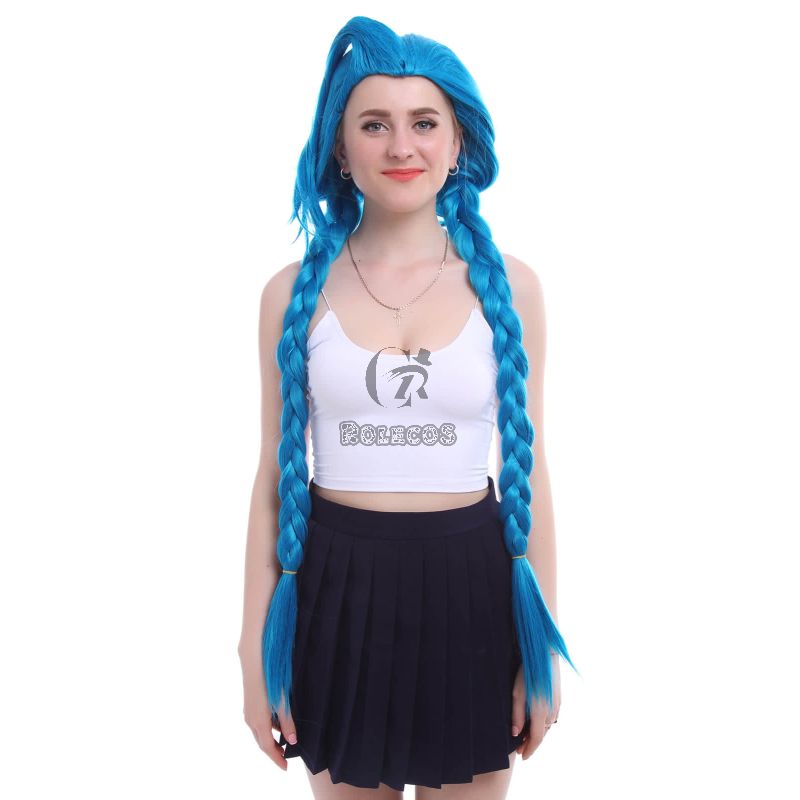 LOL Loose Cannon Jinx Blue Long Cosplay Woman WigsLOL Loose Cannon Jinx Blue Long Cosplay Woman Wigs
