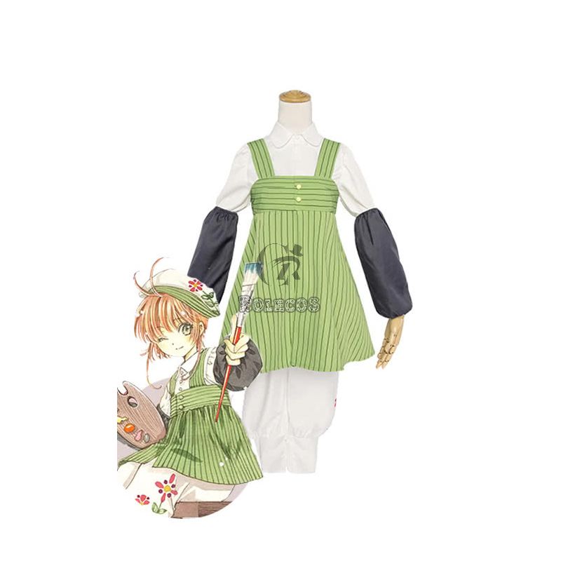 Cardcaptor Sakura Sakura Kinomoto Painter Green Cosplay Costumes