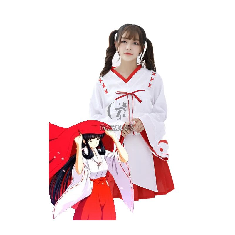 Inuyasha Kikyo Red Cosplay Kimono Costumes